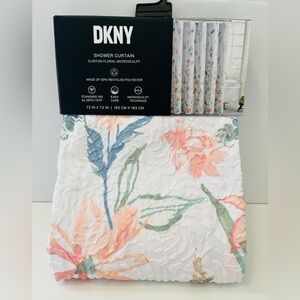 DKNY Clinton Floral Microsculpt Shower Curtain 72" x 72" White Blue Green Orange